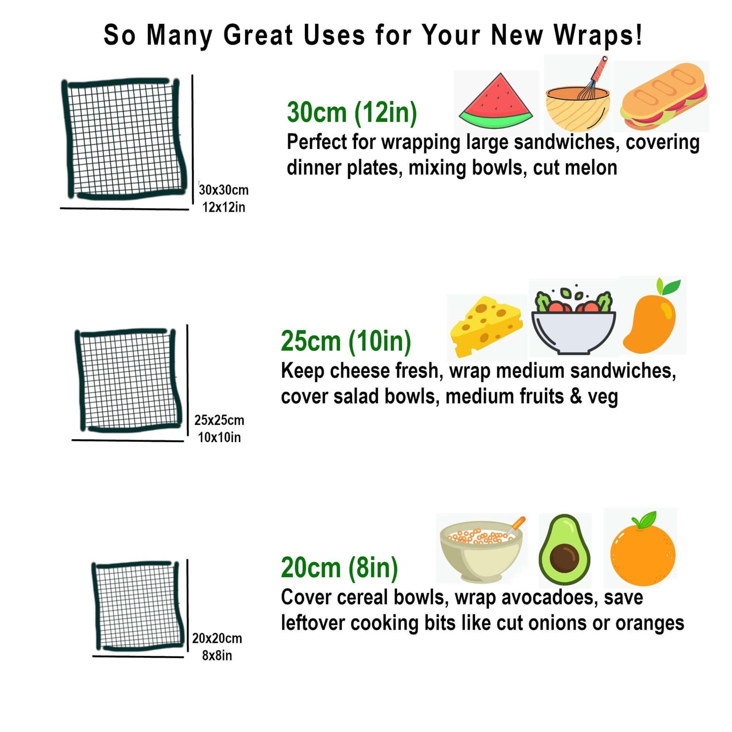 *Set of 3 Handmade Beeswax Wraps | Earth Tones Sage