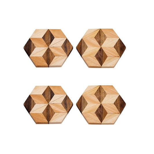 Handmade Hexagon Wooden Coasters (Set of 2 or 4)