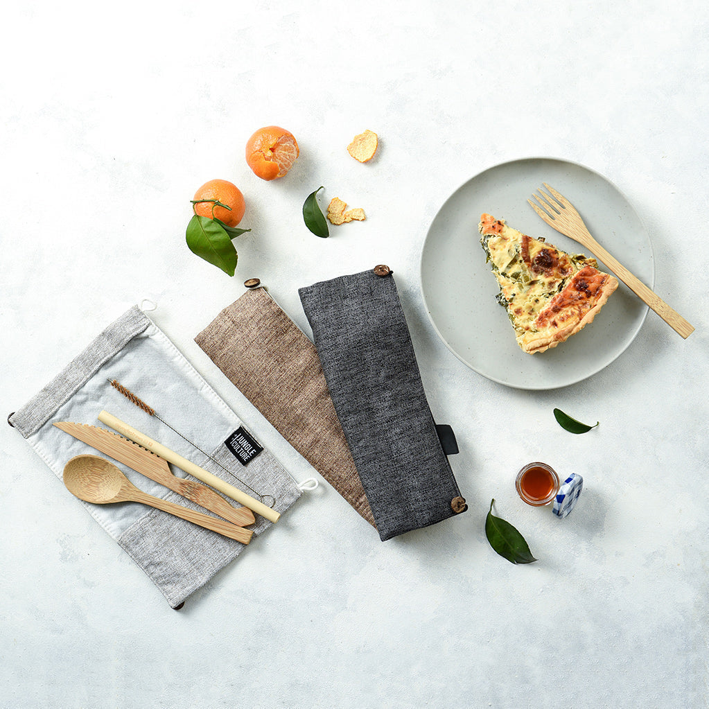 Bamboo Cutlery Set (Brown bag)