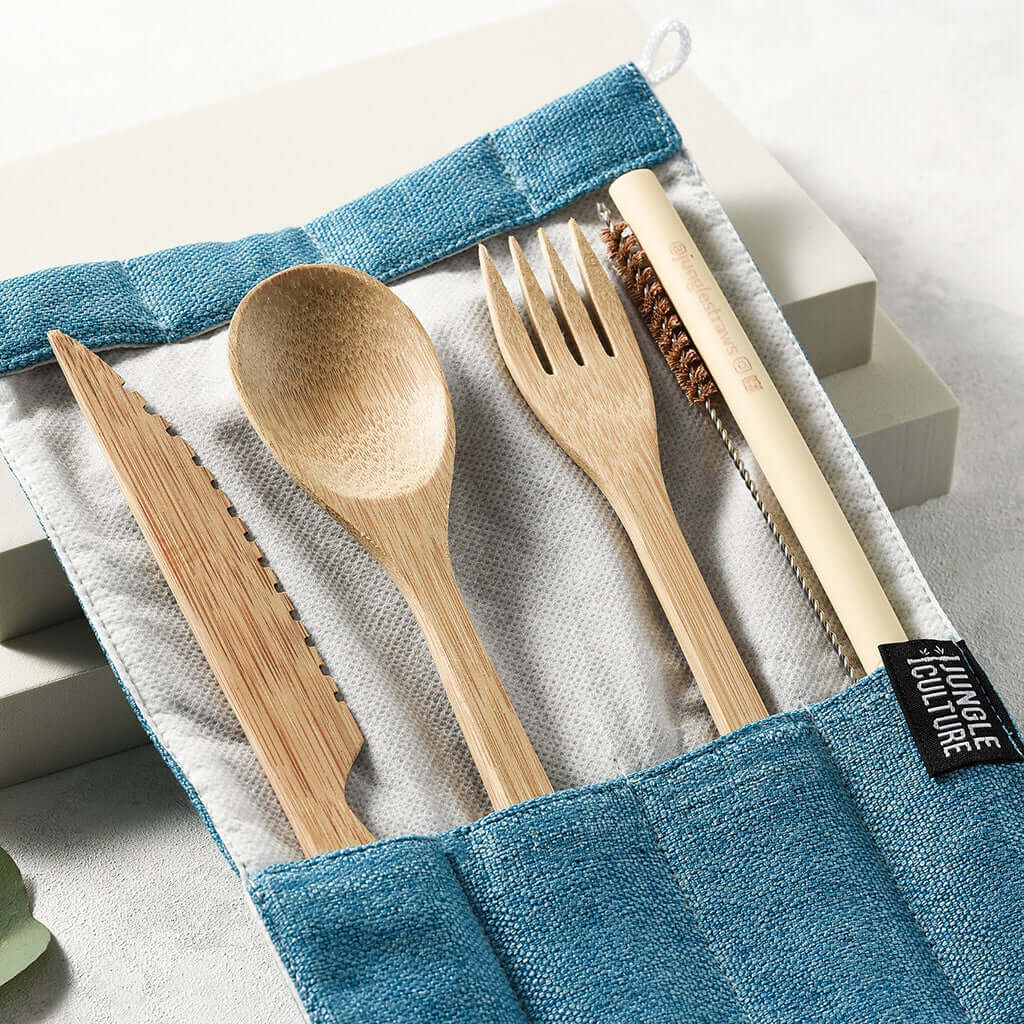 Bamboo Cutlery Set (Brown bag)