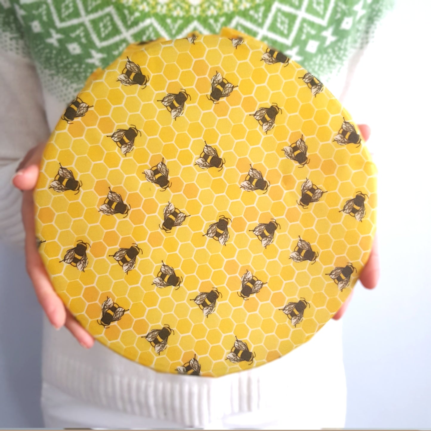 *Set of 2 Large Handmade Beeswax Wraps | Lemony Bees