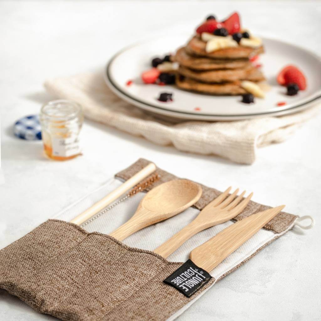 Bamboo Cutlery Set (Brown bag)